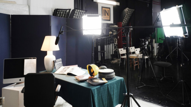 Studio A at Instudio.org undergoes a transformation for the filming of a documentary exploring the life of renowned artist Conciatori