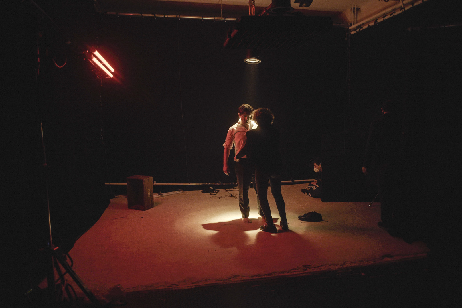 The energy is high at Instudio.org's Studio A as Rai 1 captures scenes on black limbo for a new film