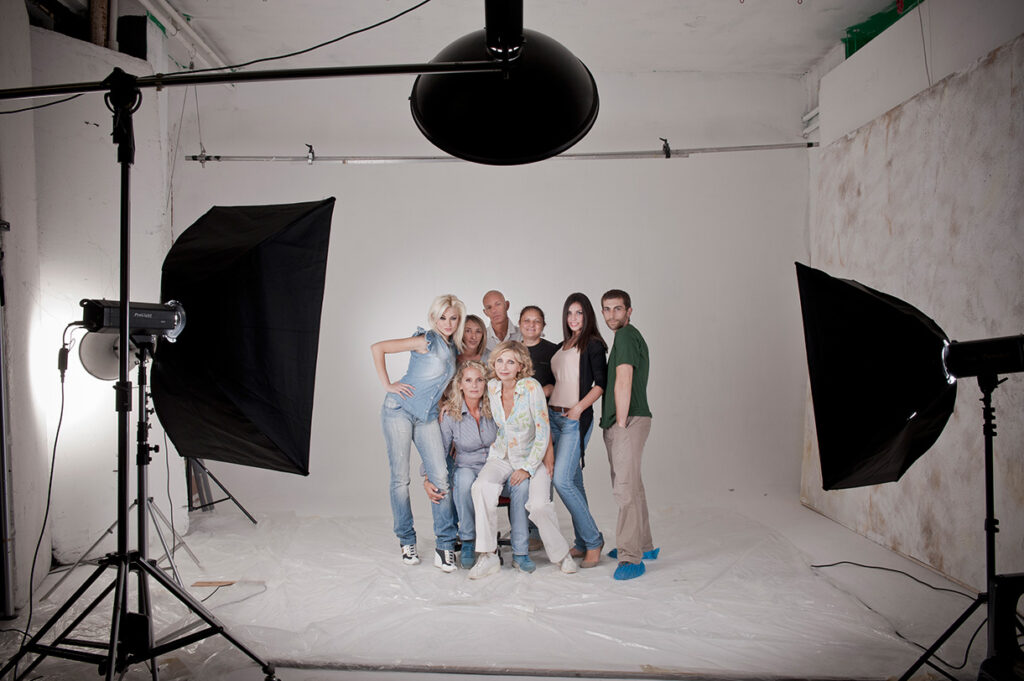 After a long day of shooting in Studio A at InStudio.org for a Women's Fashion Catalog, the crew takes a group souvenir photo.