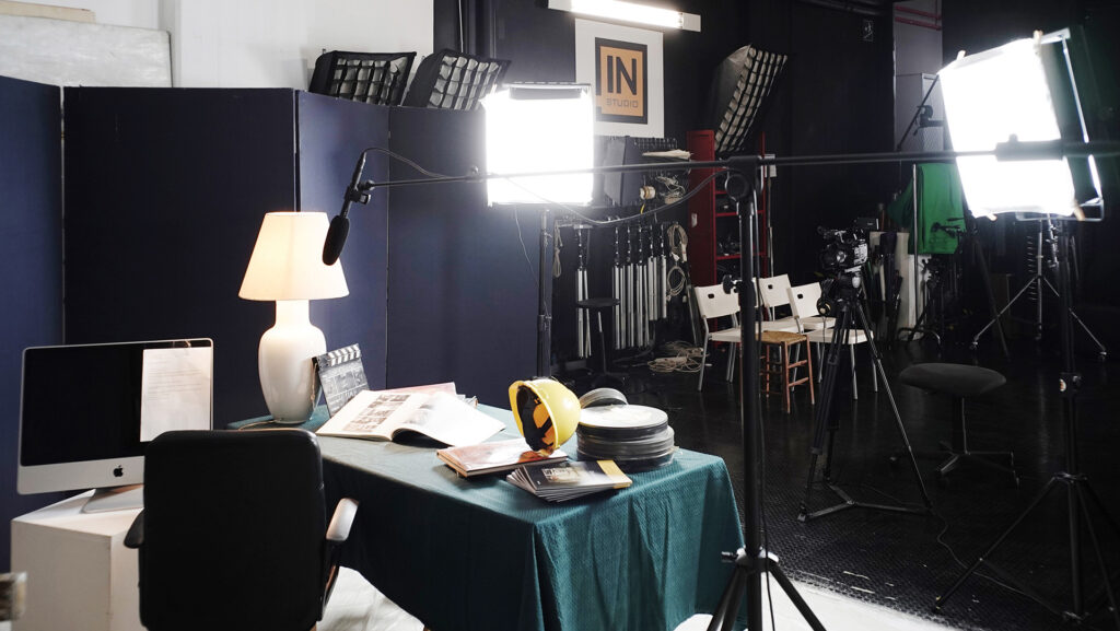 Studio A at Instudio.org undergoes a transformation for the filming of a documentary exploring the life of renowned artist Conciatori