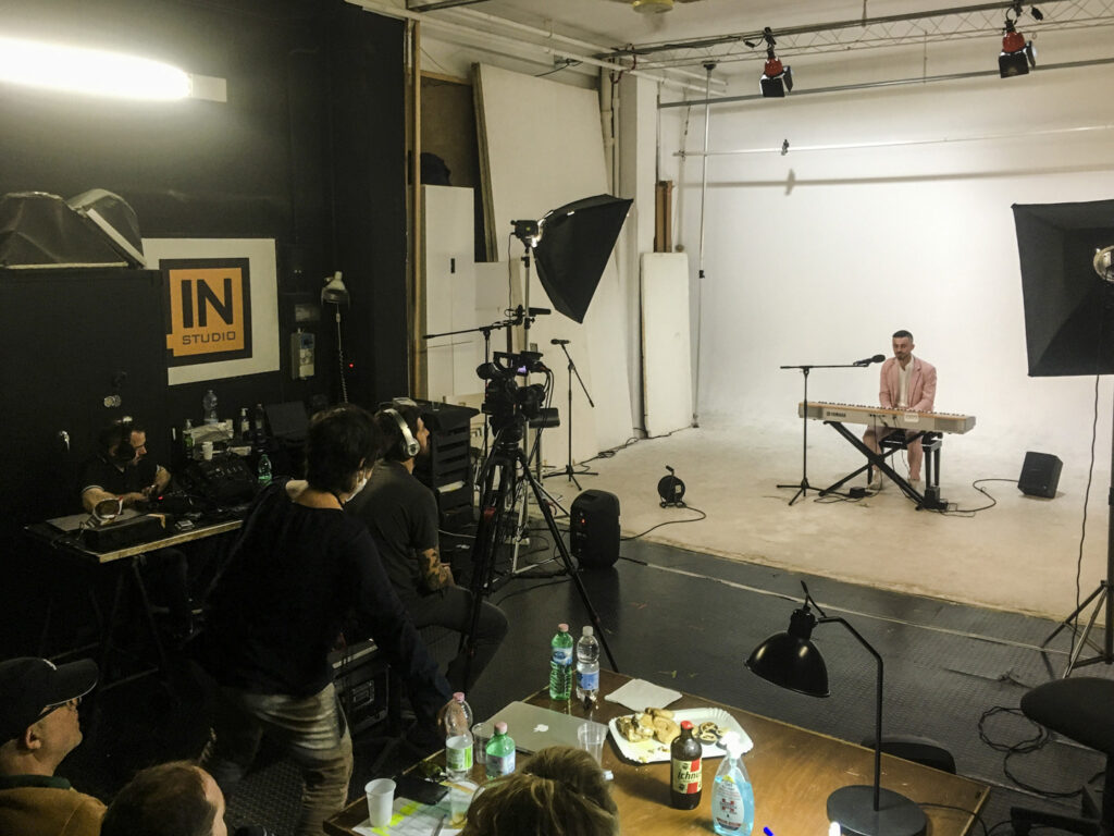 A crew in action at Instudio.org's Studio A during a musical casting day
